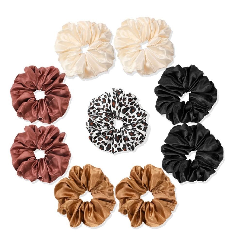Color plus Leopard Silky Hair Scrunchies